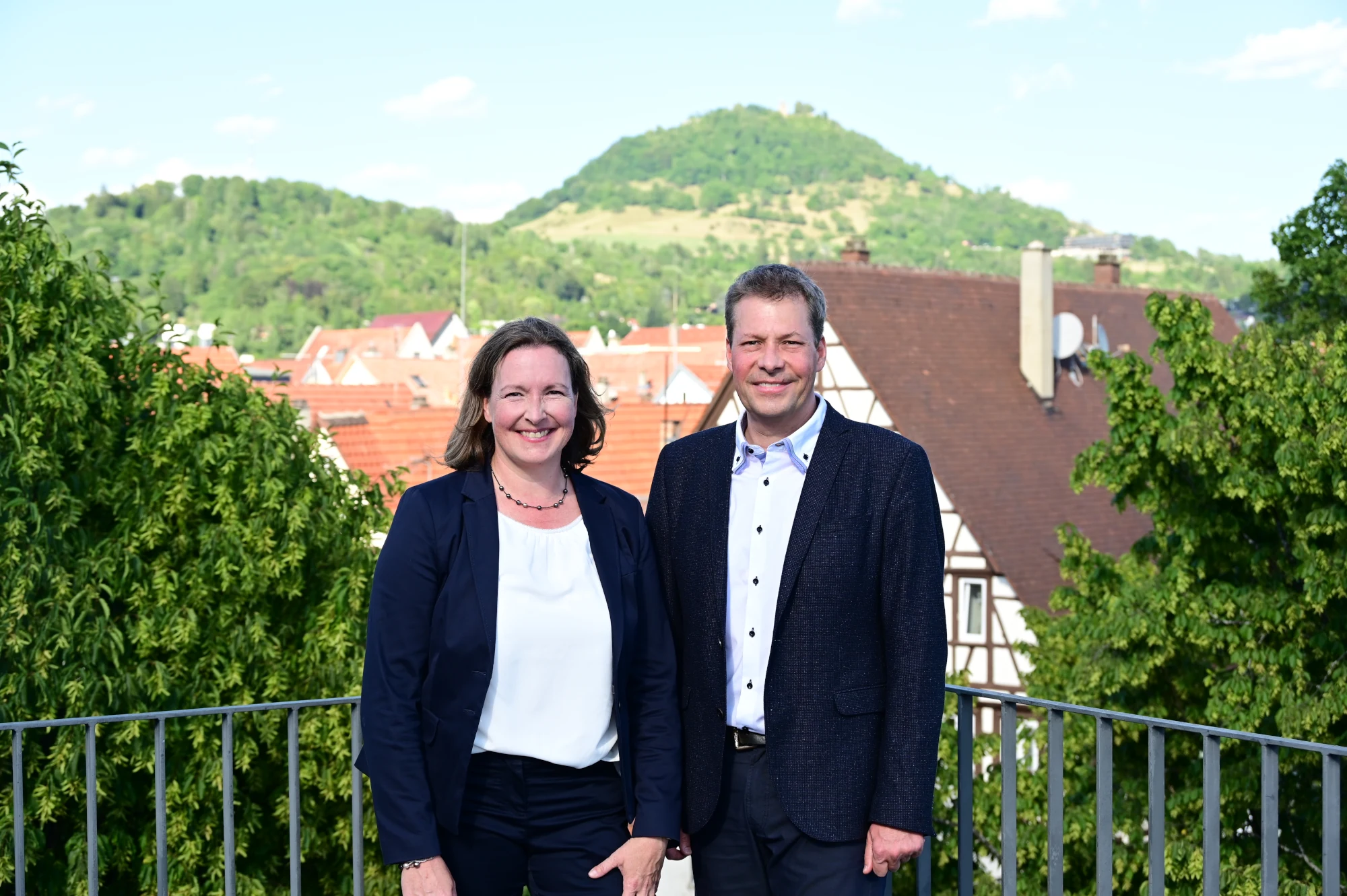 Sandra Weber und Andreas Hahn auf der Achalm über Reutlingen